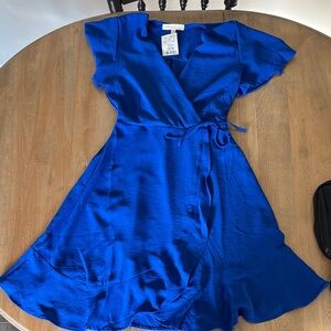 Monteau Electric Blue Wrap Midi Dress